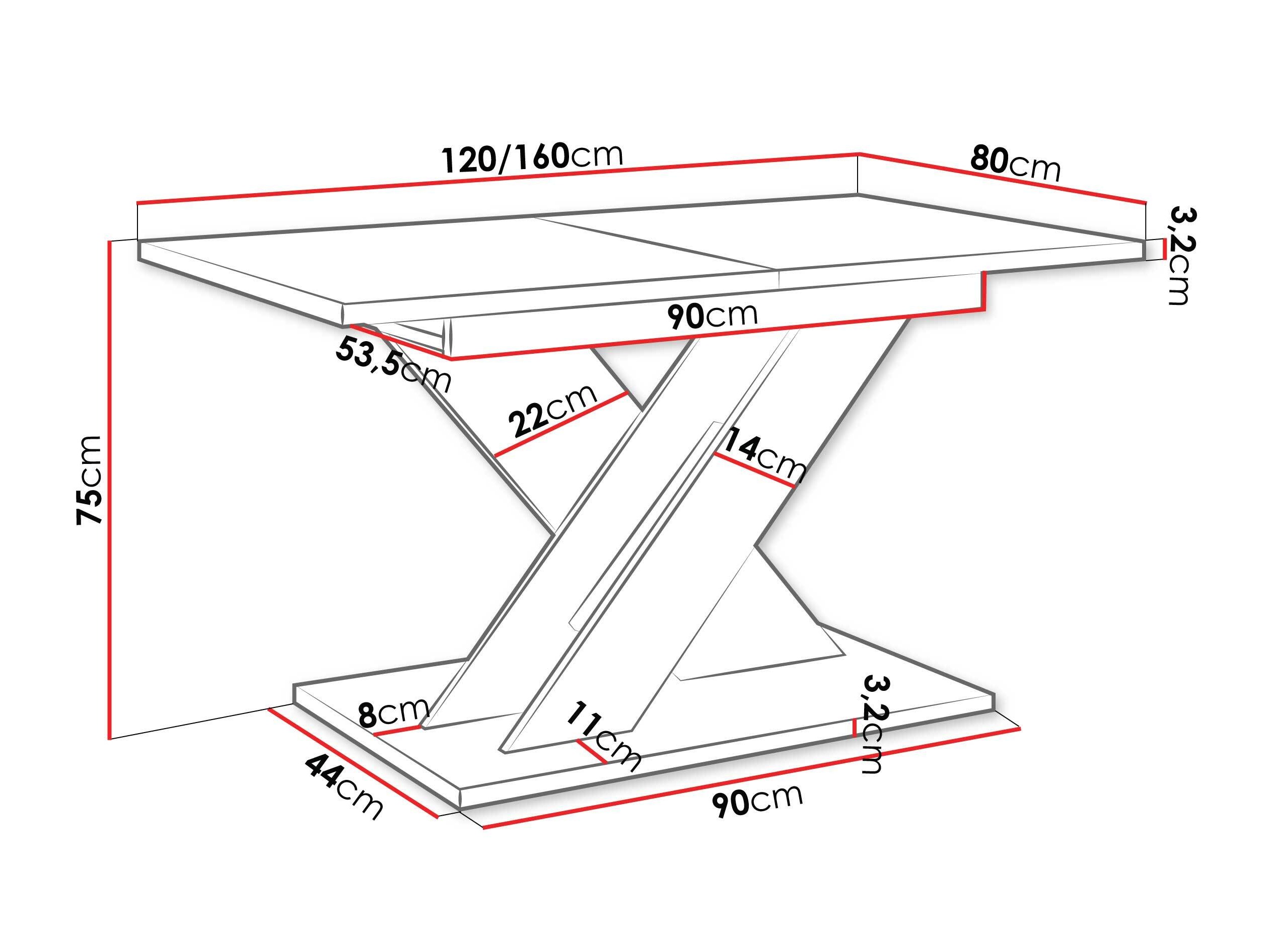 Tafel Goodyear 141 (Wotan eik + Glanzend zwart)