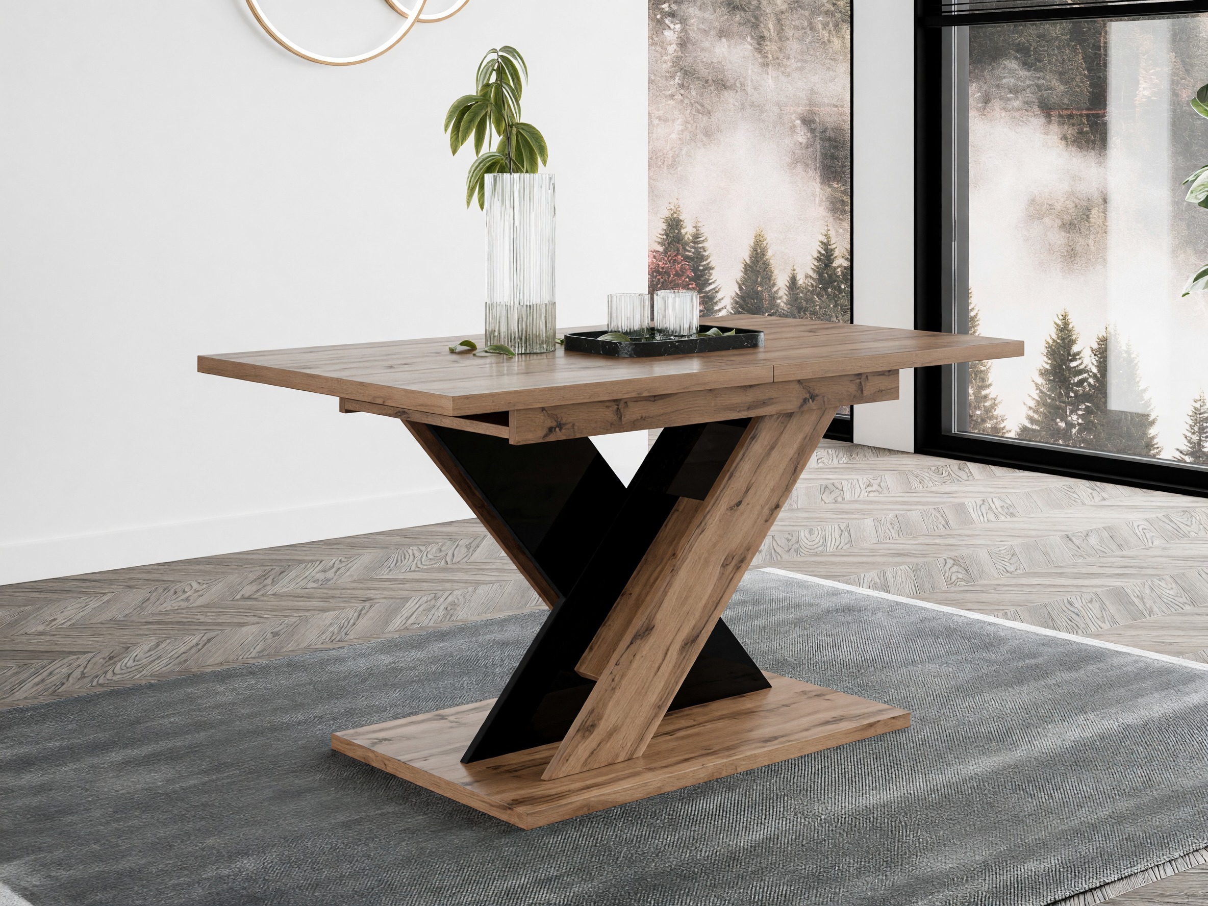 Tafel Goodyear 141 (Wotan eik + Glanzend zwart)