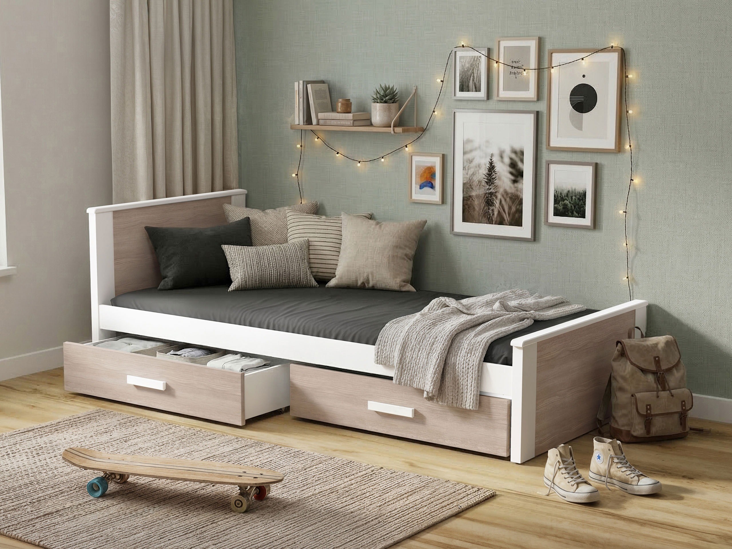 Bed Henderson 116 (Wit + Sonoma eik)