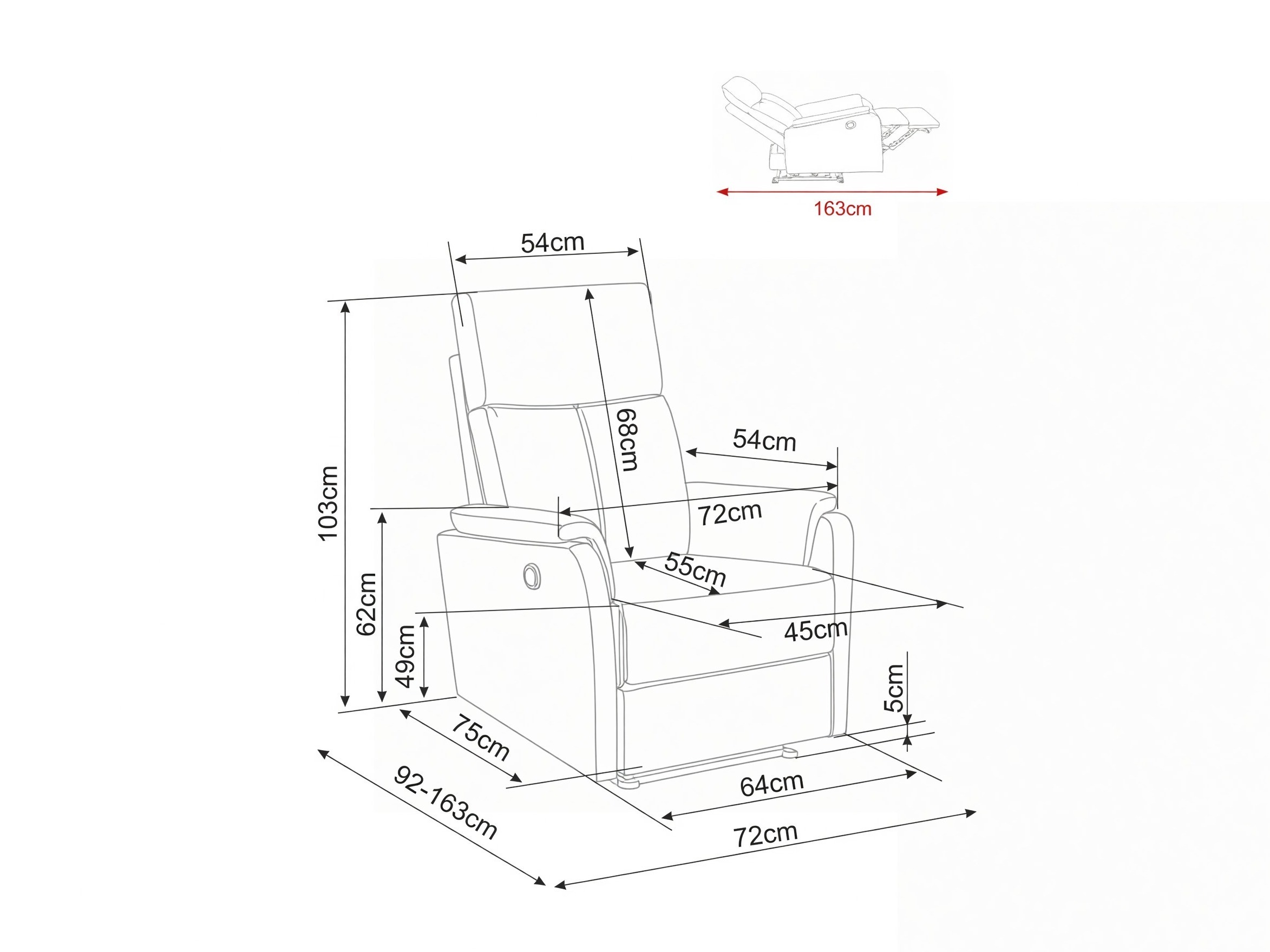 Relaxfauteuil Detroit 1040 (Raven 07)