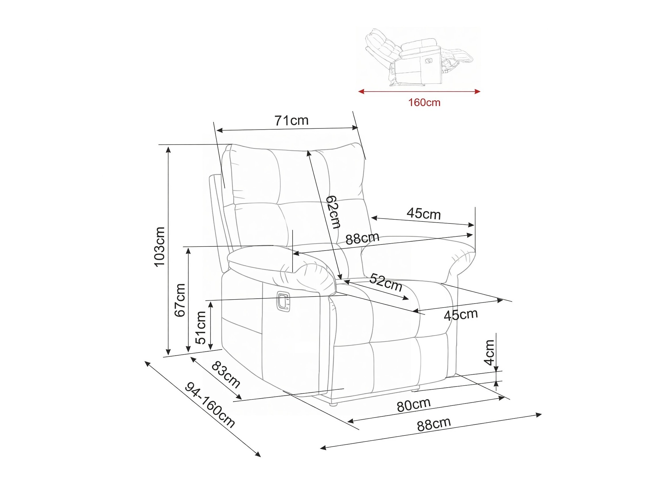 Relaxfauteuil Detroit 1041 (Raven 07)