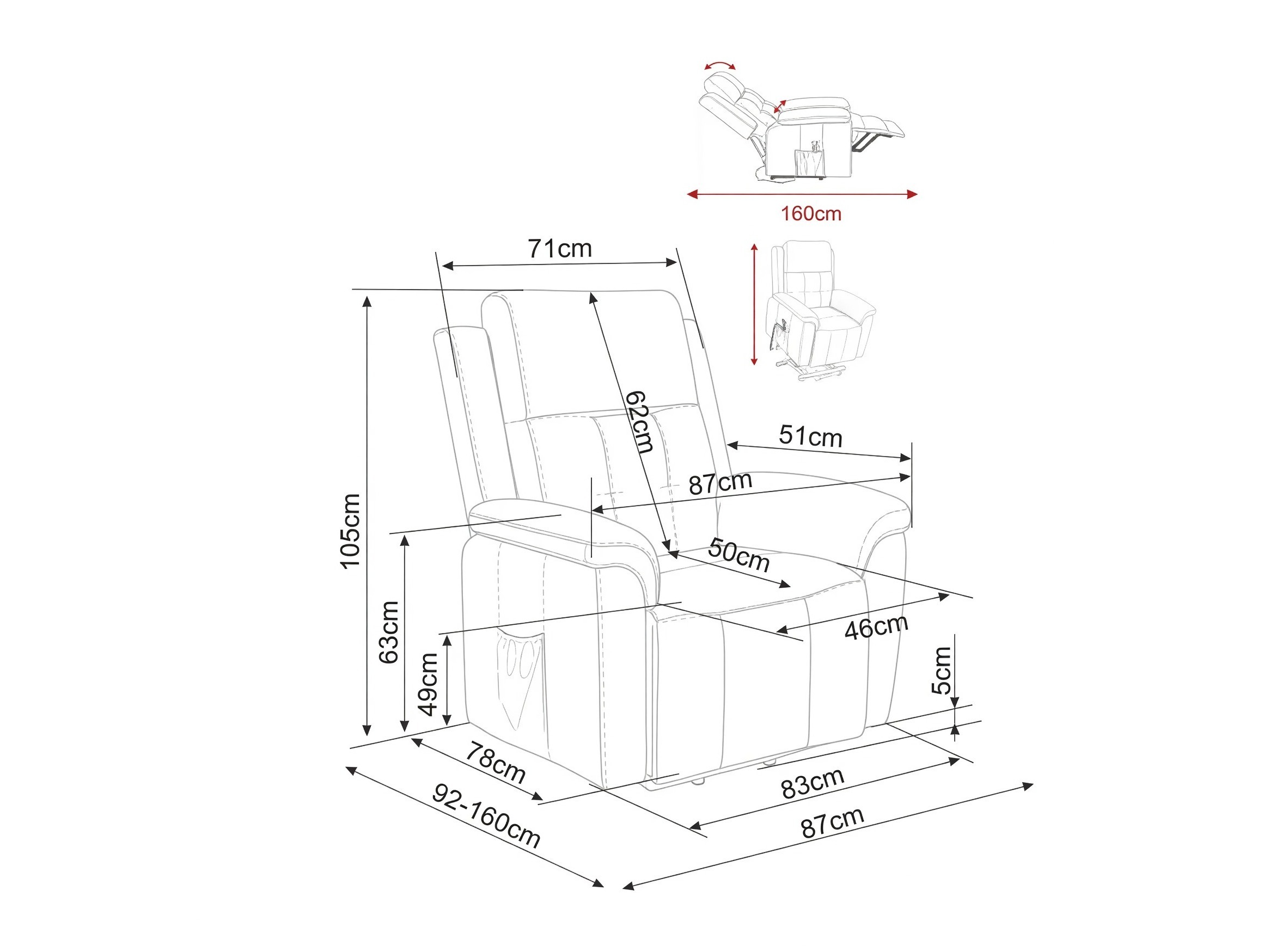 Relaxfauteuil Detroit 1042 (Grijs)