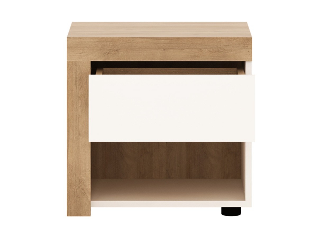 Nachtkastje Feldeli 113 (Riviera eiken + Glanzend wit)
