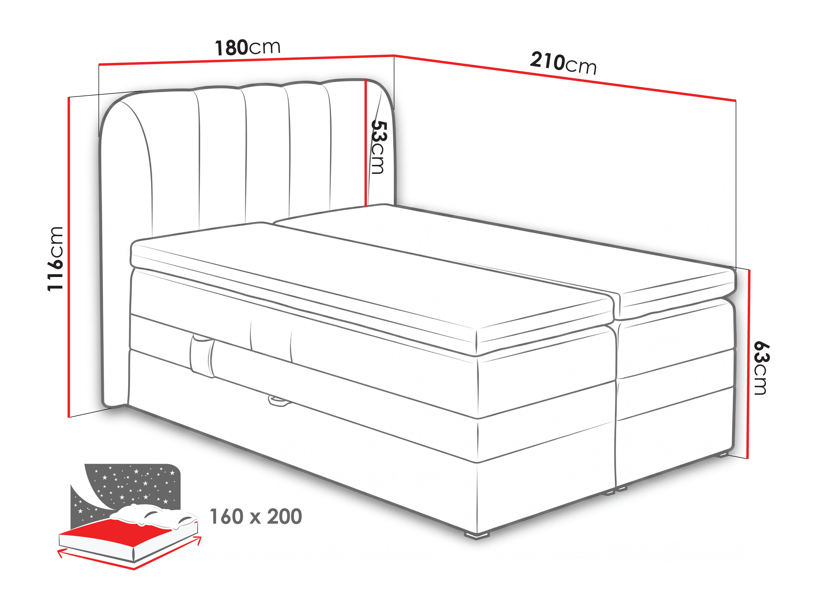 Boxspring Norman 127 (Lichtgrijs)