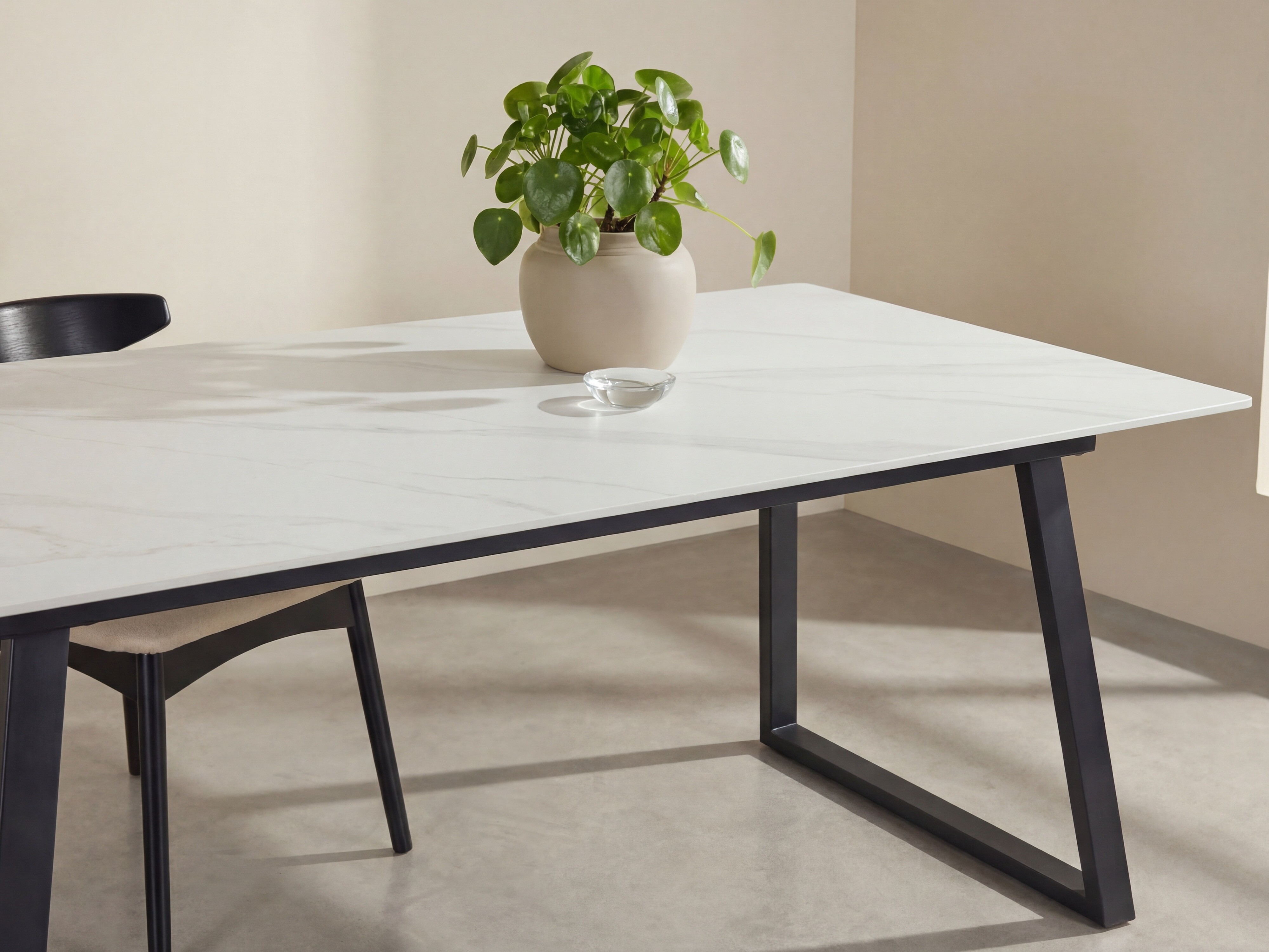 Tafel Dallas 5355 (Wit marmer + Zwart)