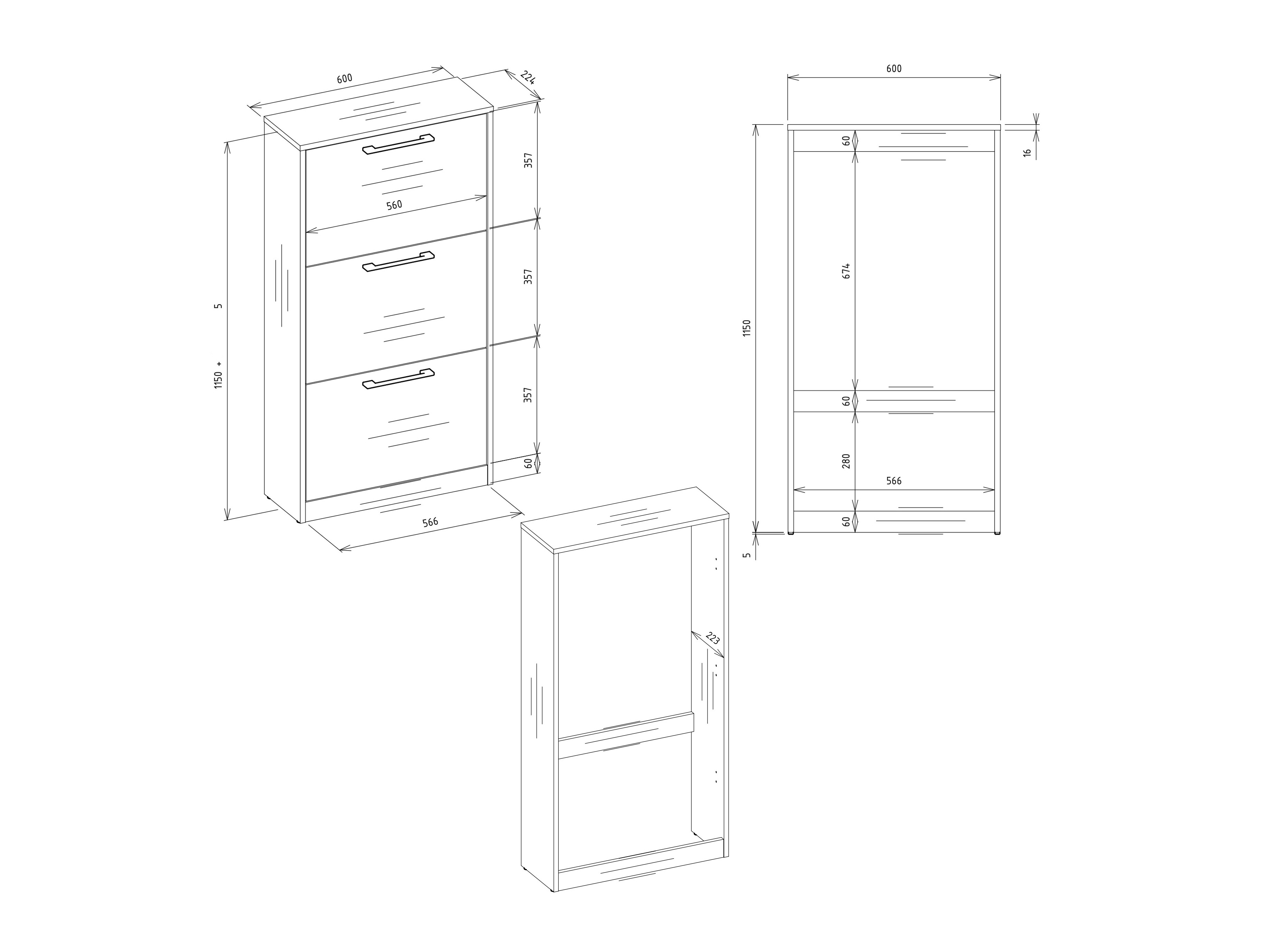 Schoenenkast Mandeville 224 (Artisan eiken)