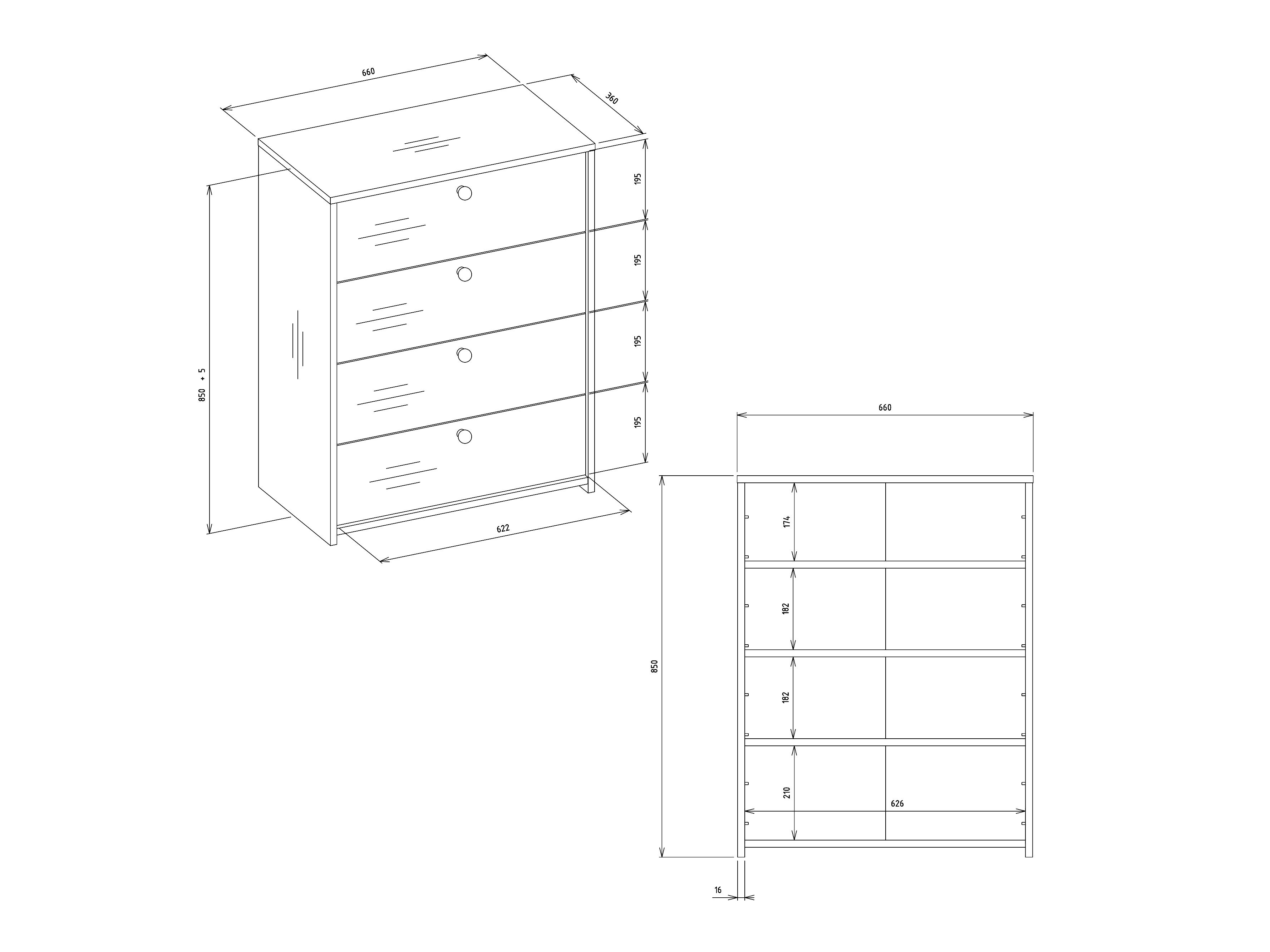 Schoenenkast Mandeville 401 (Artisan eiken)