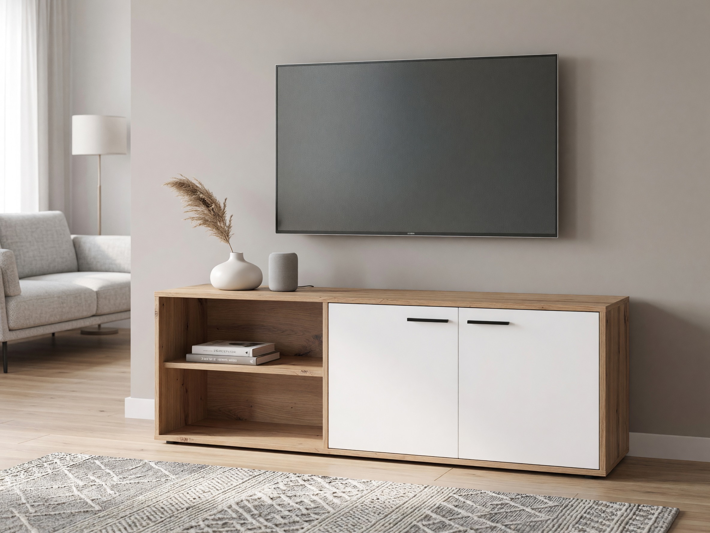TV-meubel Ontario 245 (Wit + Artisan eiken)