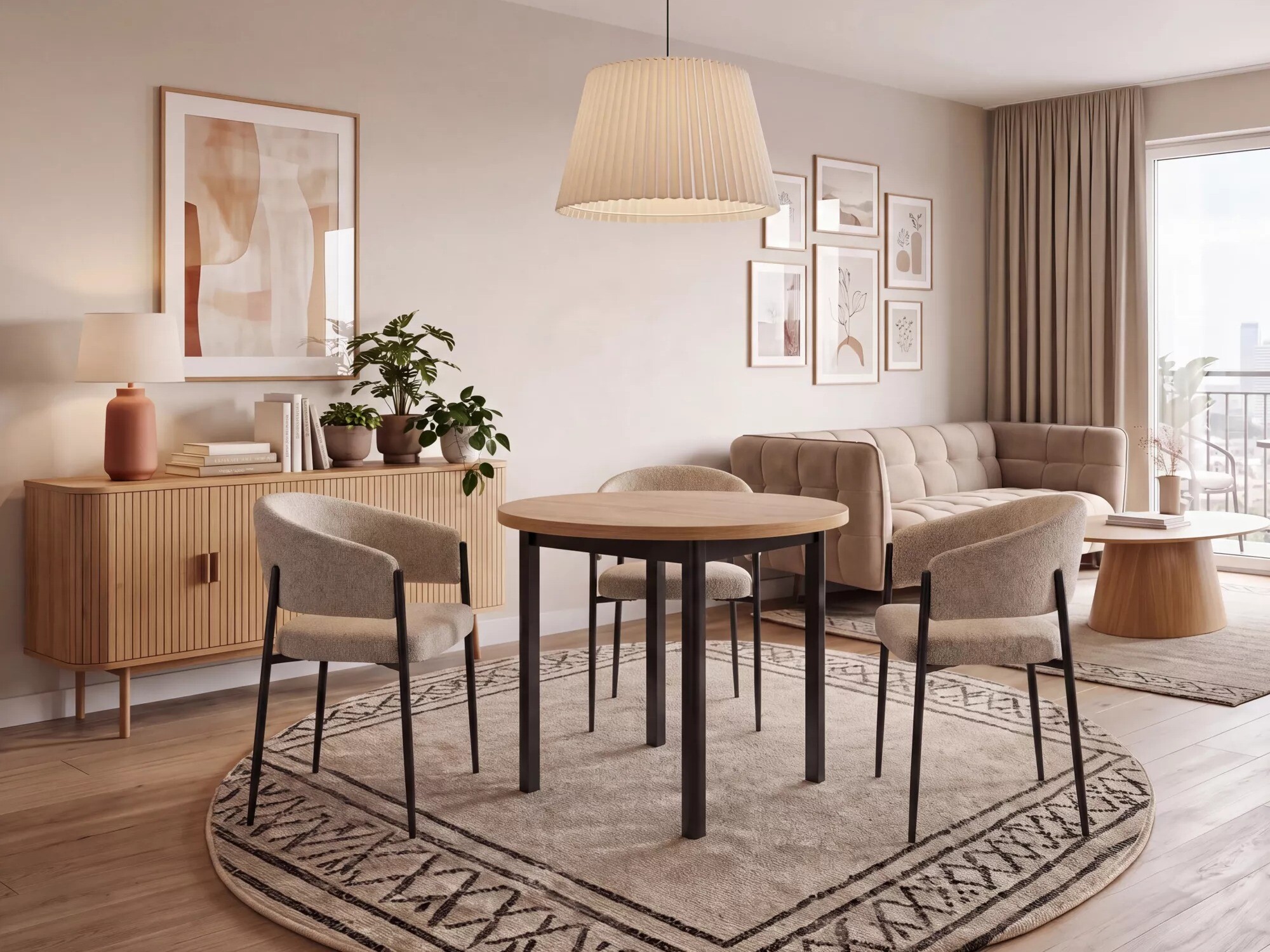 Stoel Detroit 1053 (Beige + Mat Zwart)