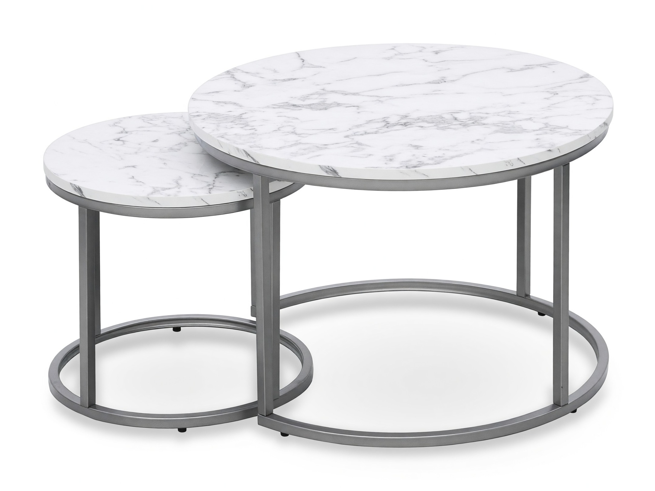 Salontafel set Houston 2213 (Wit marmer + Zilver)