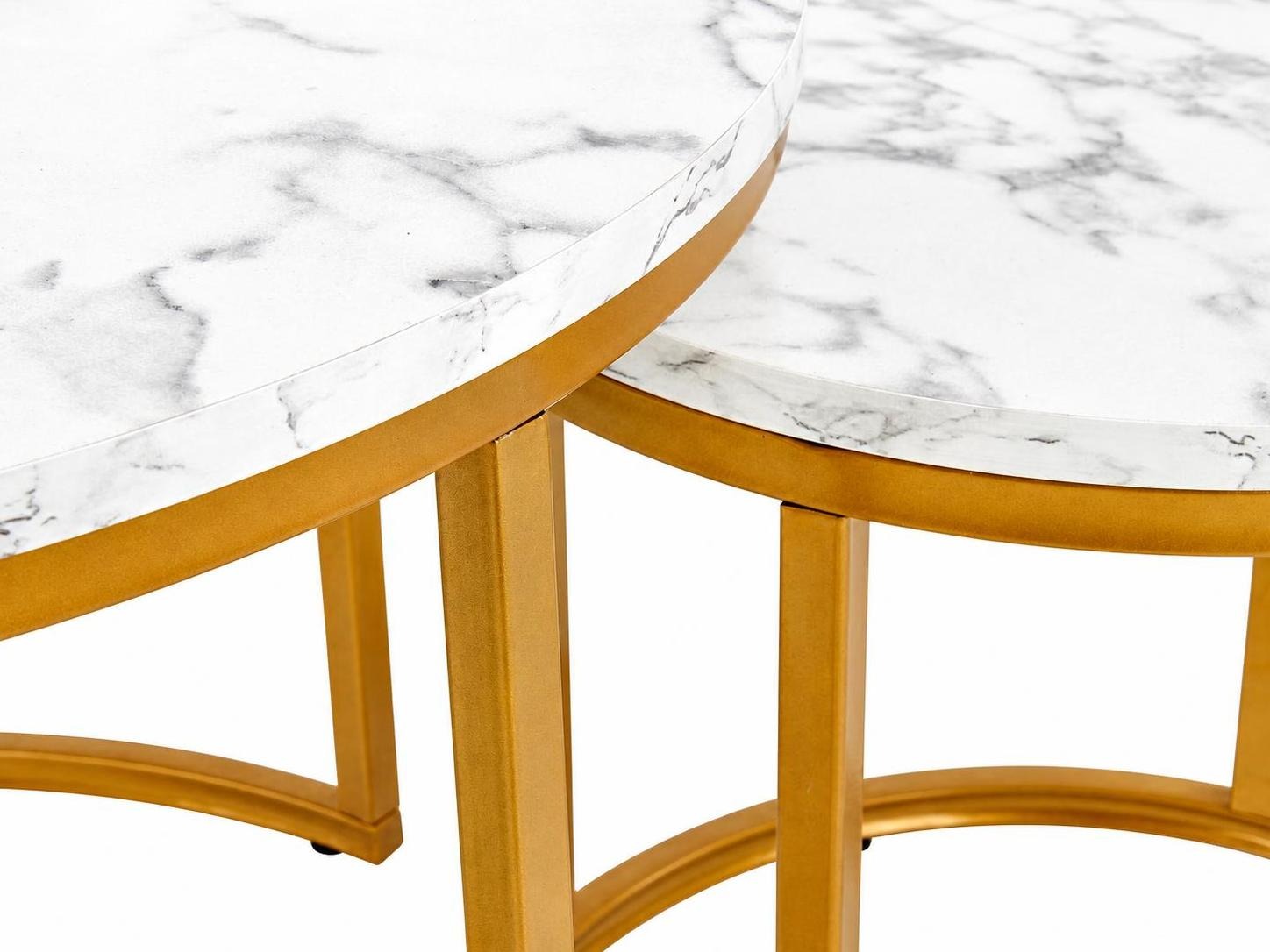 Salontafel set Houston 2213 (Wit marmer + Gouden)