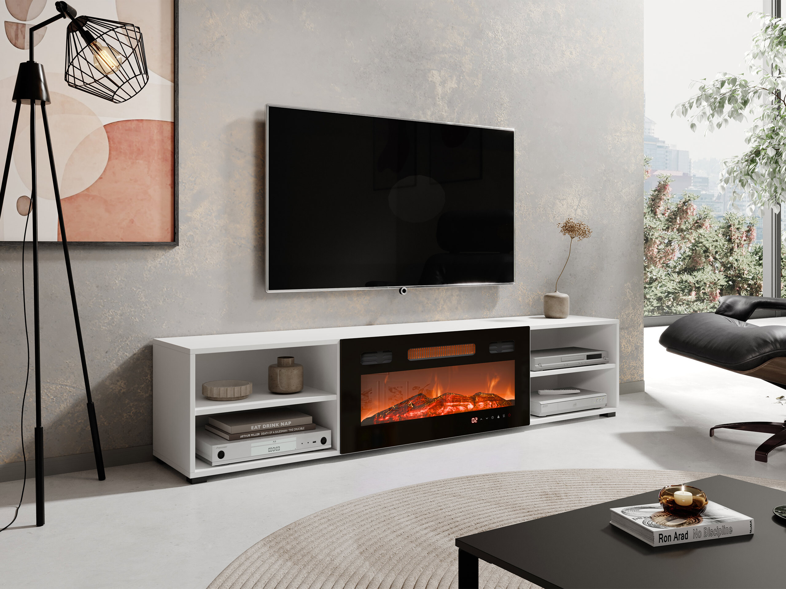 TV-meubel Charlotte 190 (Wit + Zwart)
