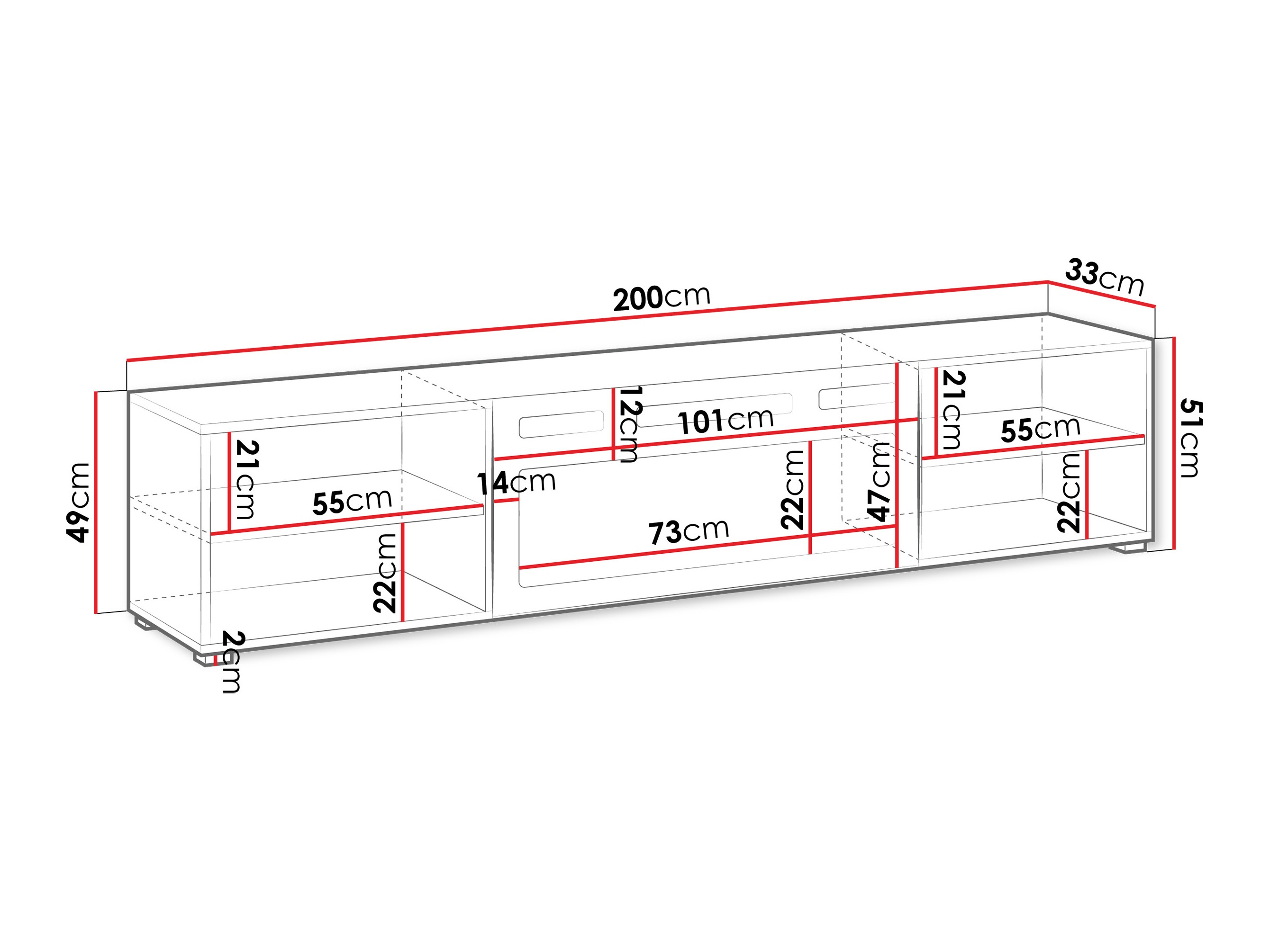 TV-meubel Charlotte 191 (Wit + Zwart)