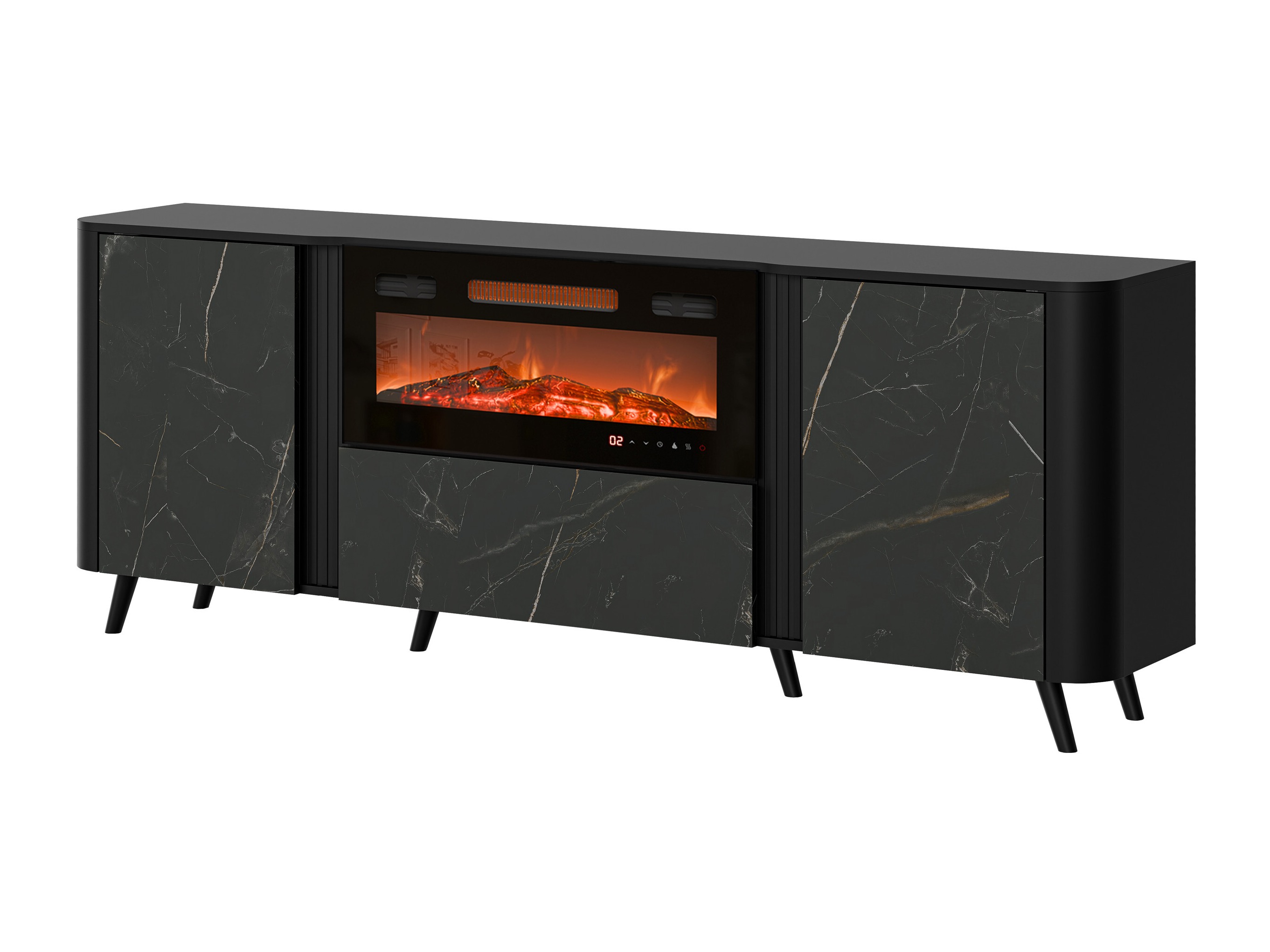 Dressoir Modus I (Zwart + Zwart marmer)