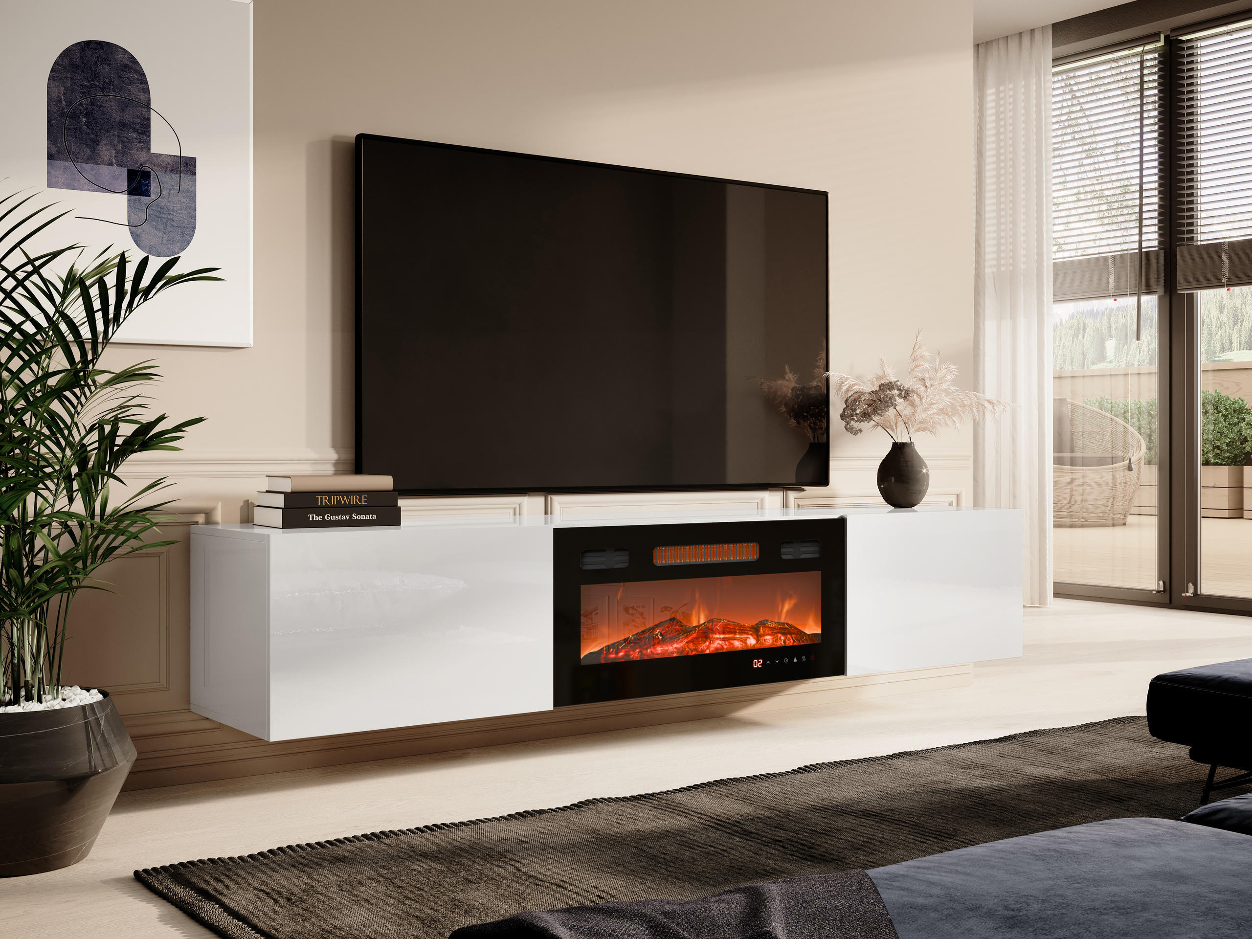 TV-meubel Imago I (Wit + Glanzend wit)