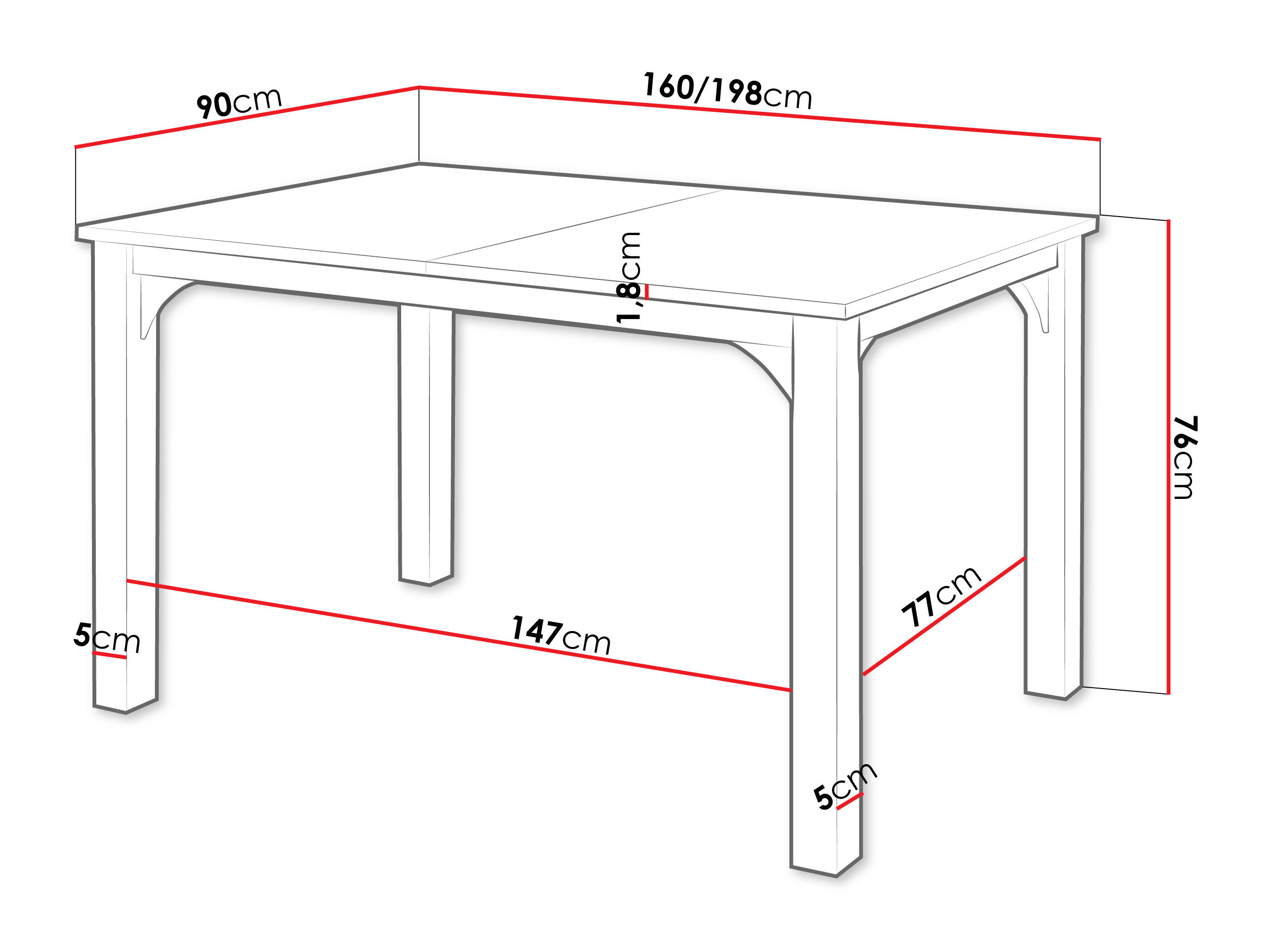 Tafel Oswego 137 (Wit marmer + Zwart)