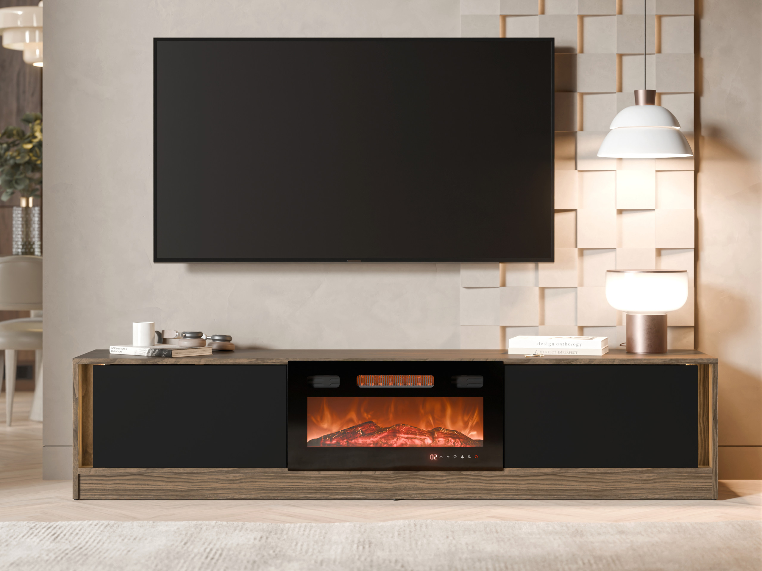 TV-meubel Charlotte 217 (Notenhout + Zwart)