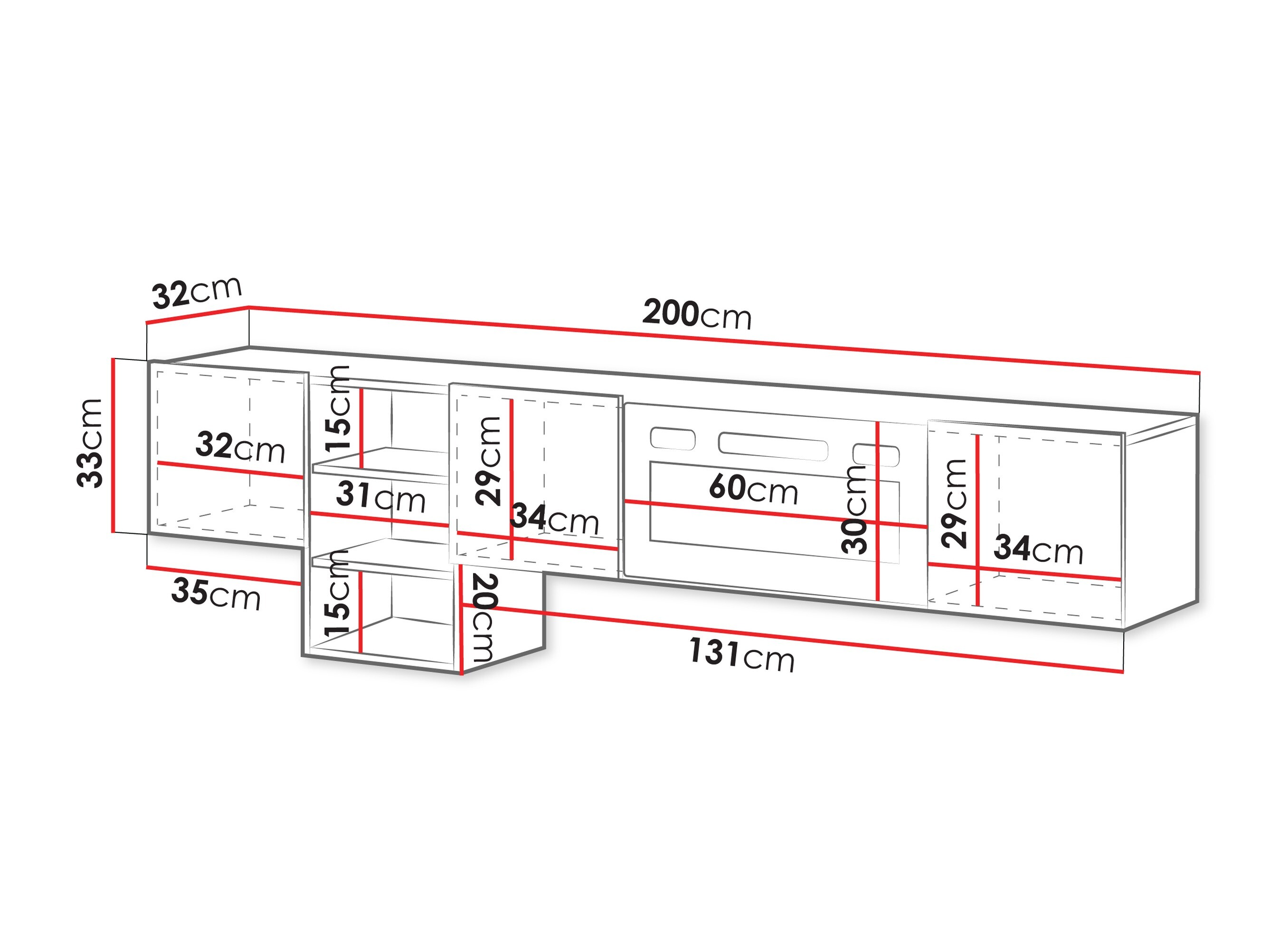 TV-meubel Charlotte 218 (Notenhout + Zwart)