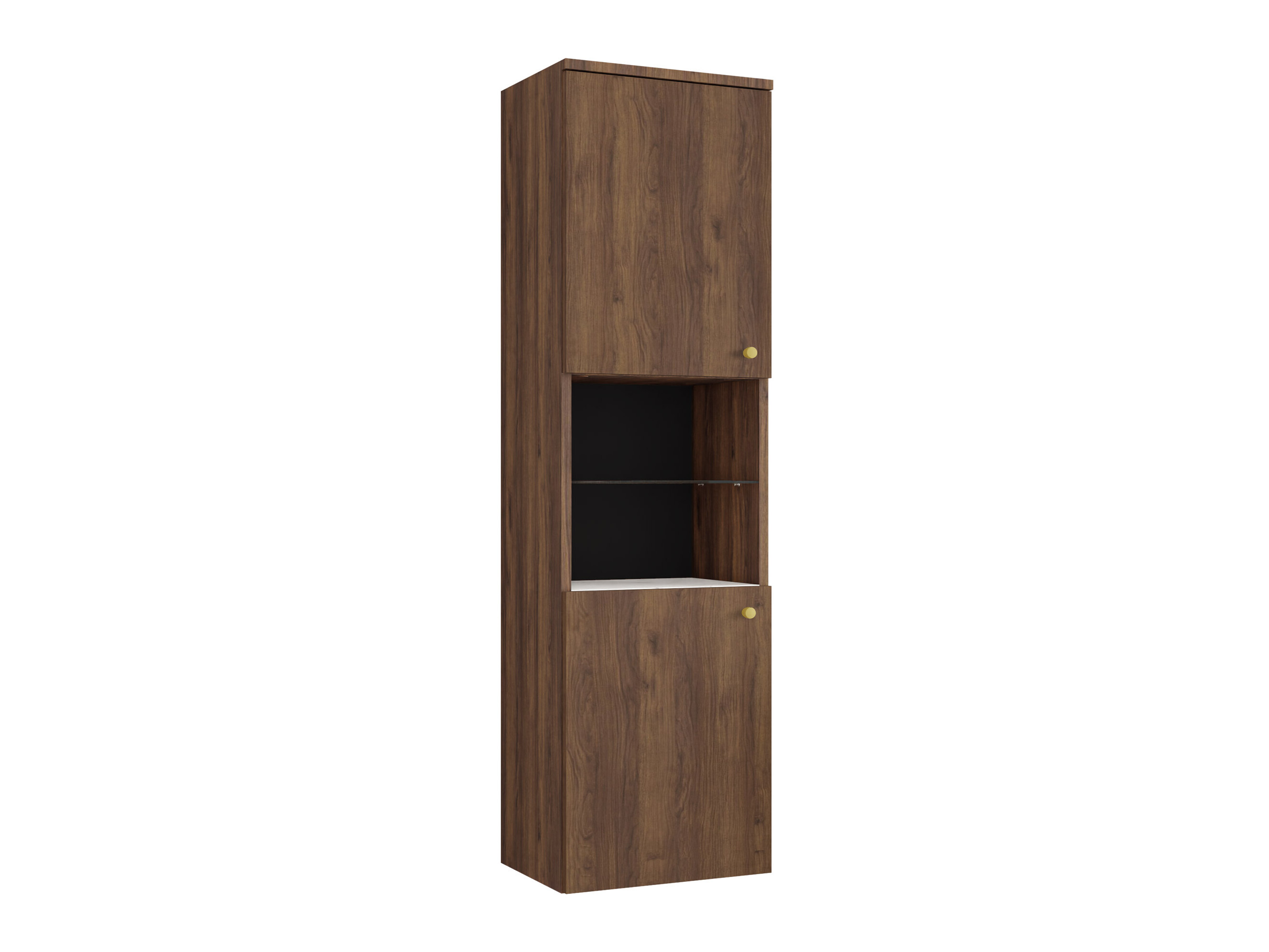 Wand badkamermeubel Salus (Notenhout + Wit marmer)