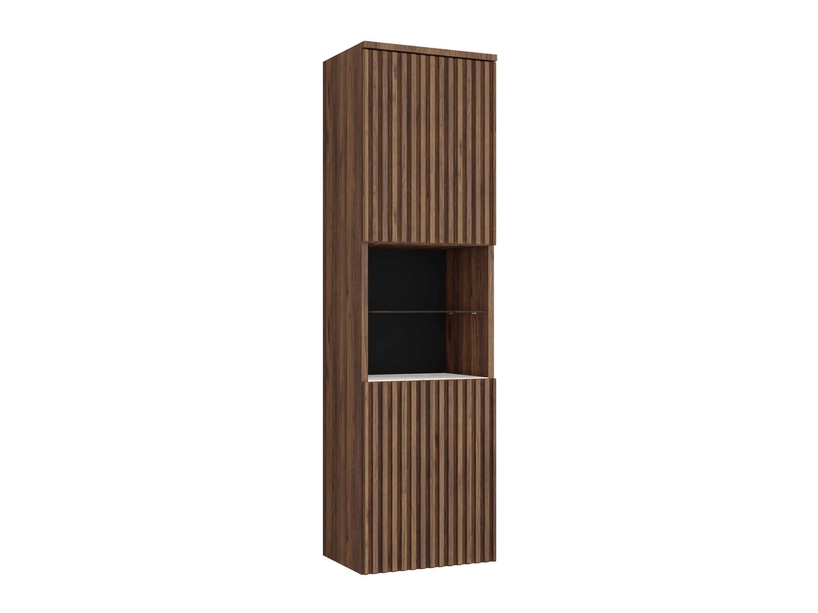 Wand badkamermeubel Nauta (Notenhout + Wit marmer)
