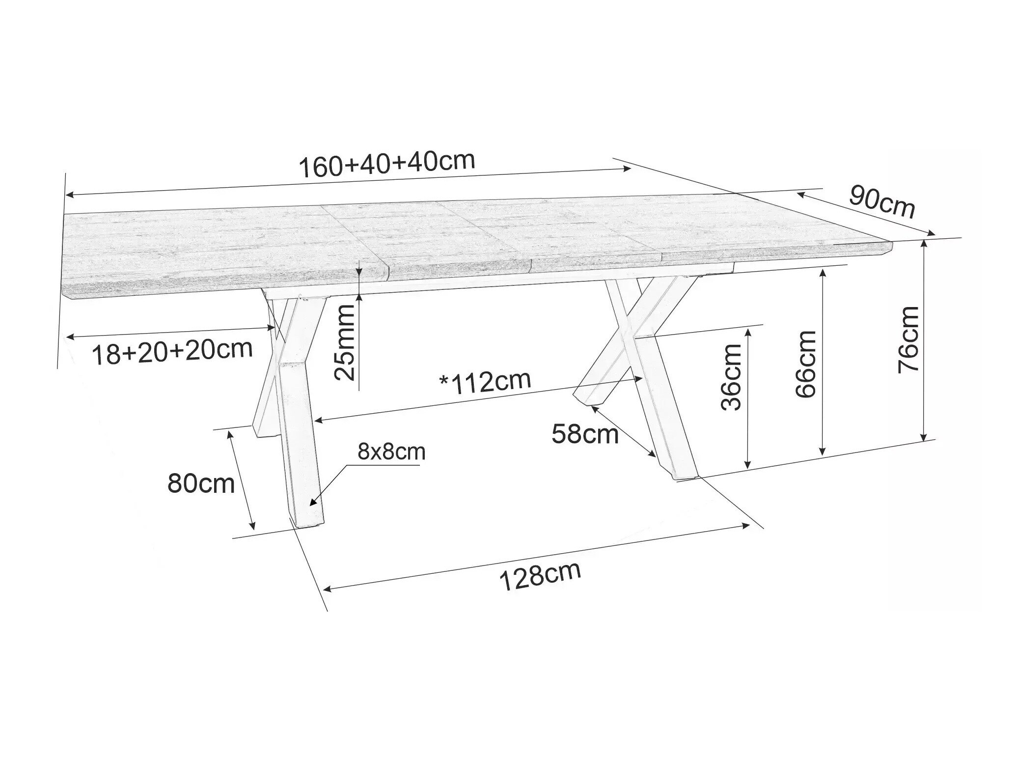 Tafel Detroit 1078 (Eiken)