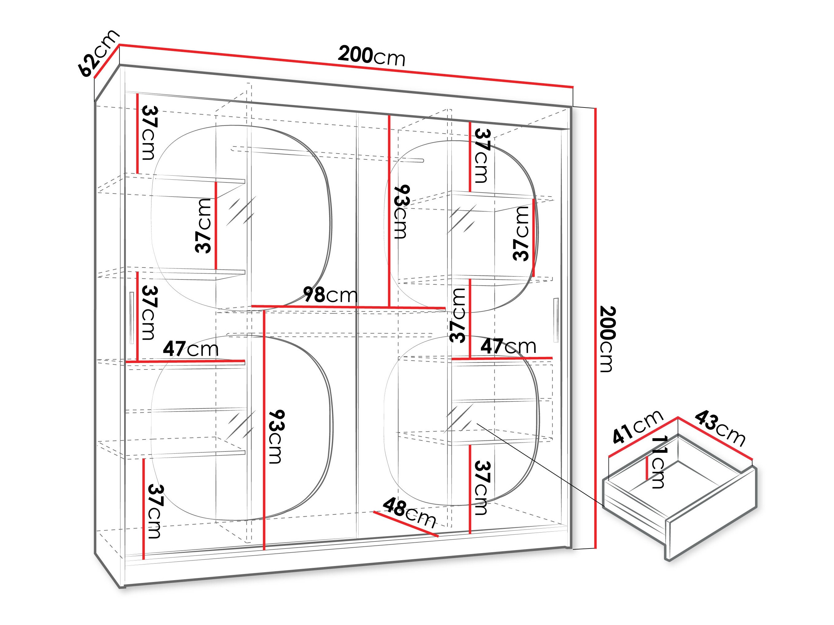 Kledingkast Hartford 531 (Zwart)