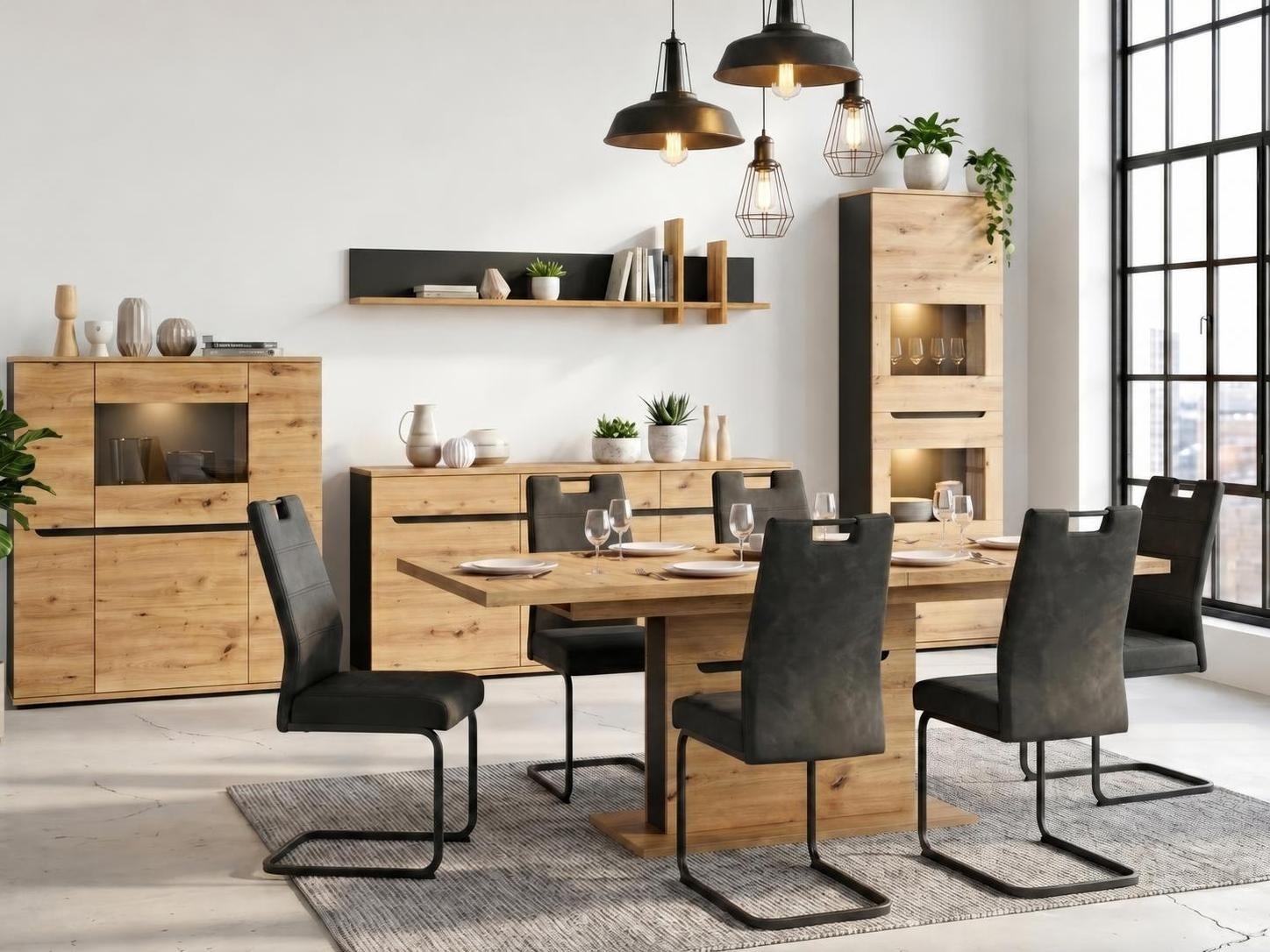 Dressoir Deldori 103 (Artisan eiken + Antraciet)