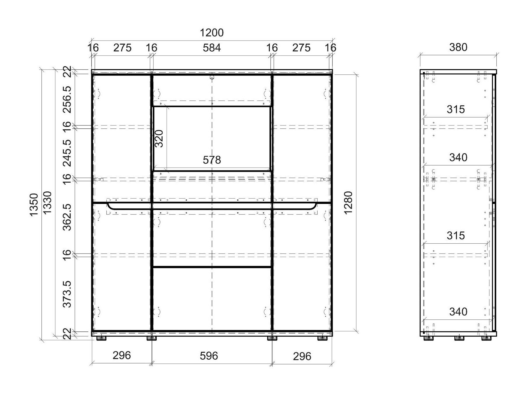 Dressoir Deldori 103 (Artisan eiken + Antraciet)