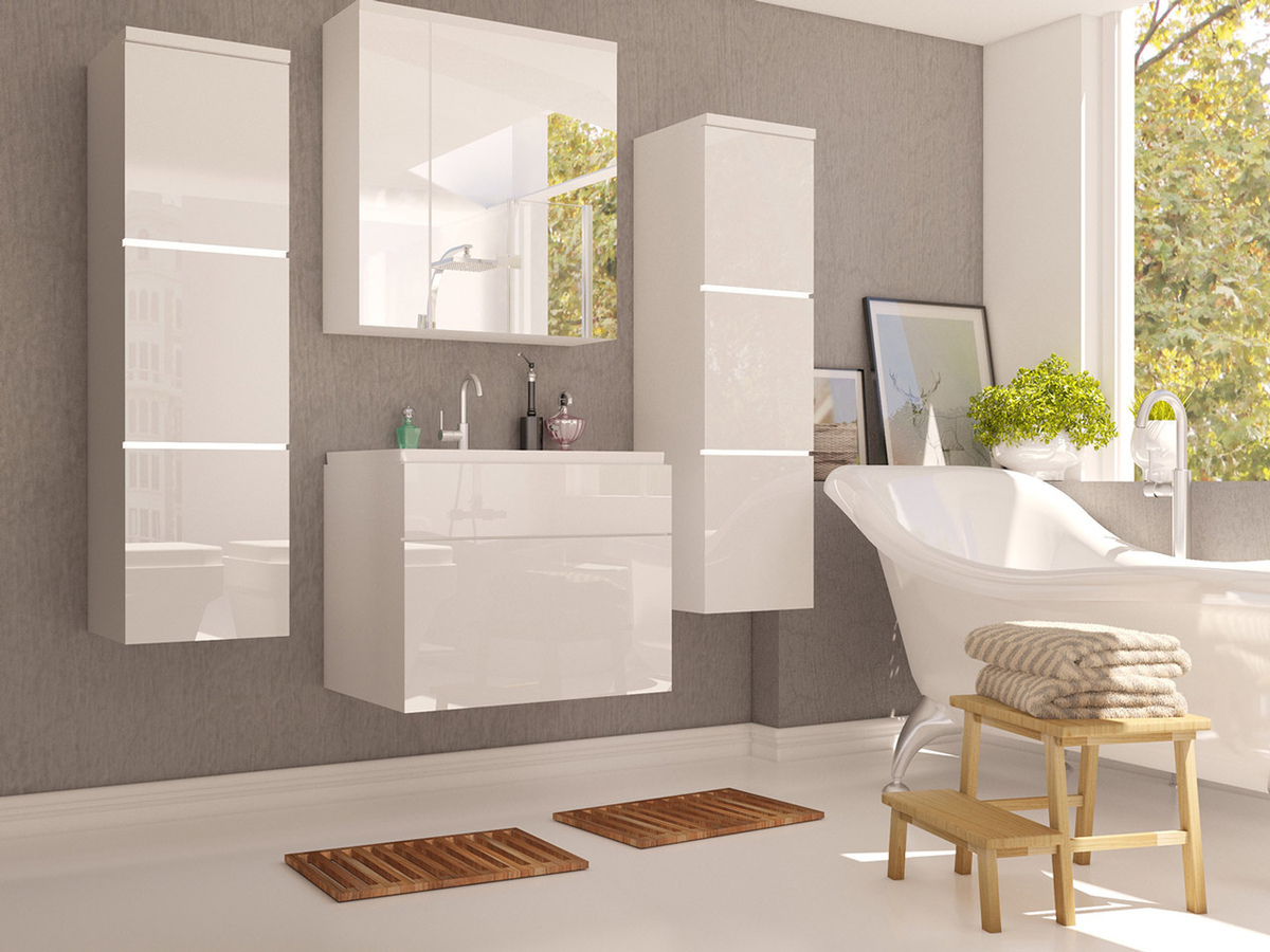 Badkamerset Tucson 105 (Wit + Glanzend wit)