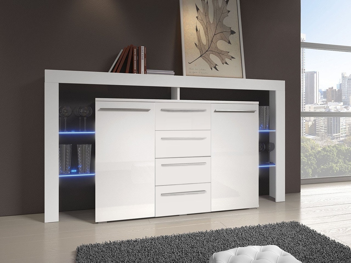 Ladekast Nashville 106 (Wit + Glanzend wit)