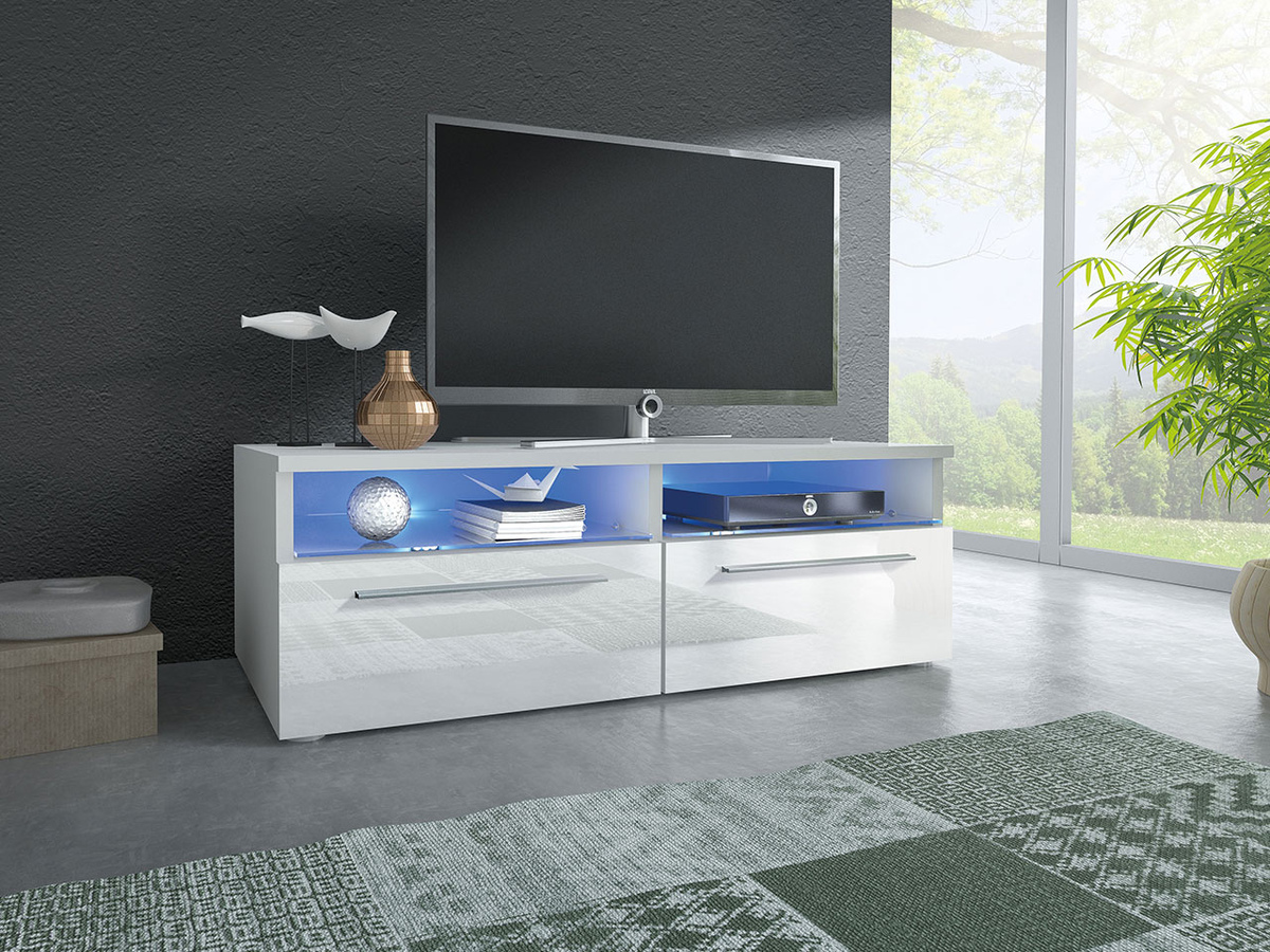 TV-meubel Nashville 105 (Wit + Glanzend wit)