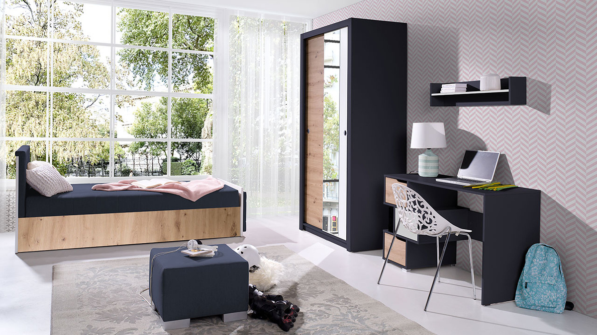 Bed Providence H107 (Wit + Gouden eik + Avellinee 101)