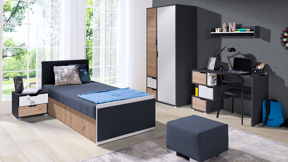 Bed Providence H107 (Wit + Gouden eik + Avellinee 101)