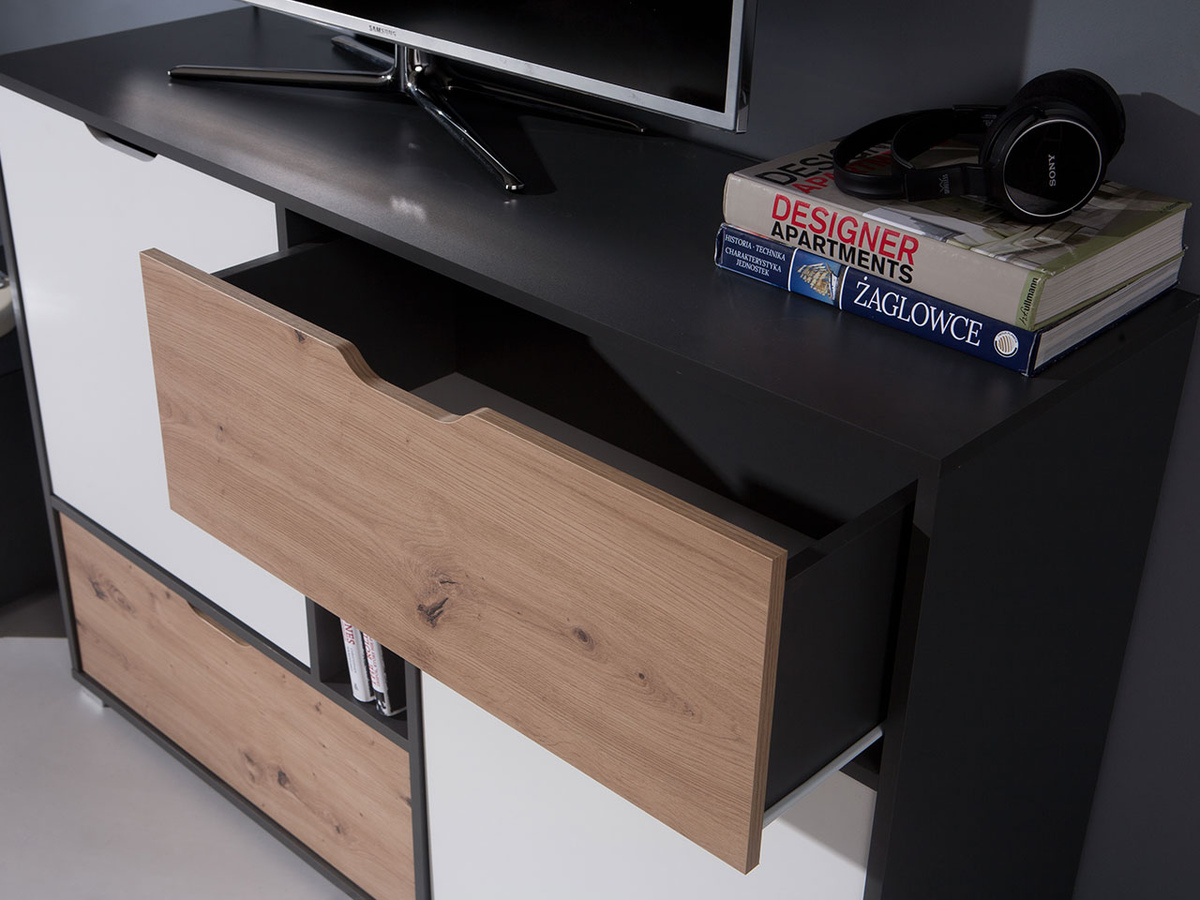 Ladekast Providence H103 (Grafiet + Artisan eiken + Wit)