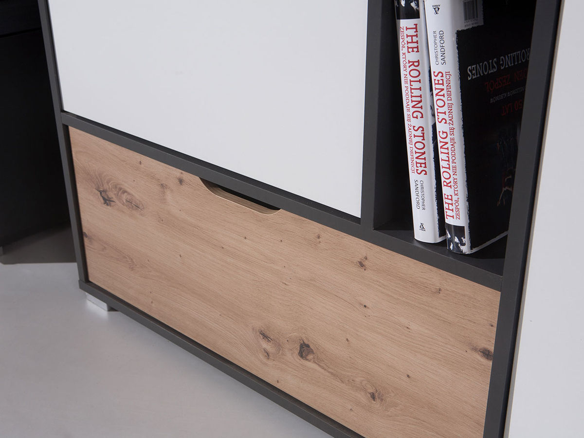 Ladekast Providence H103 (Grafiet + Artisan eiken + Wit)