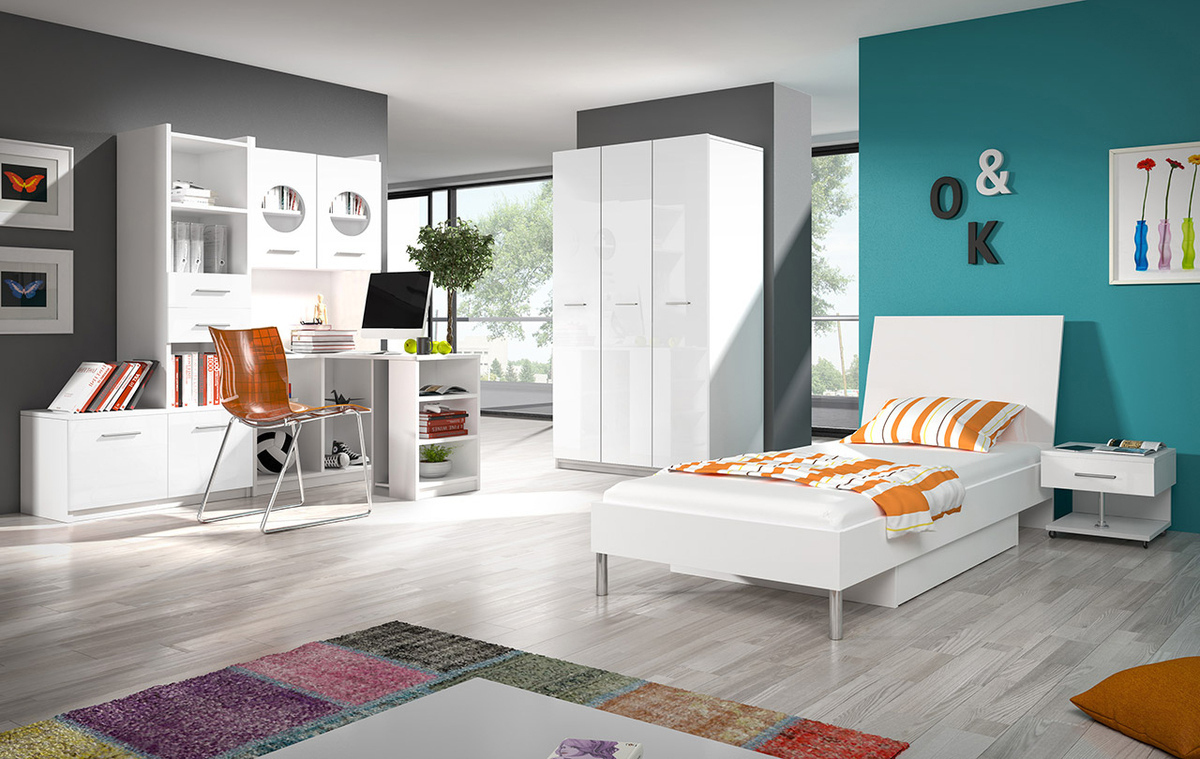 Kledingkast Salmere 107 (Wit + Glanzend wit)